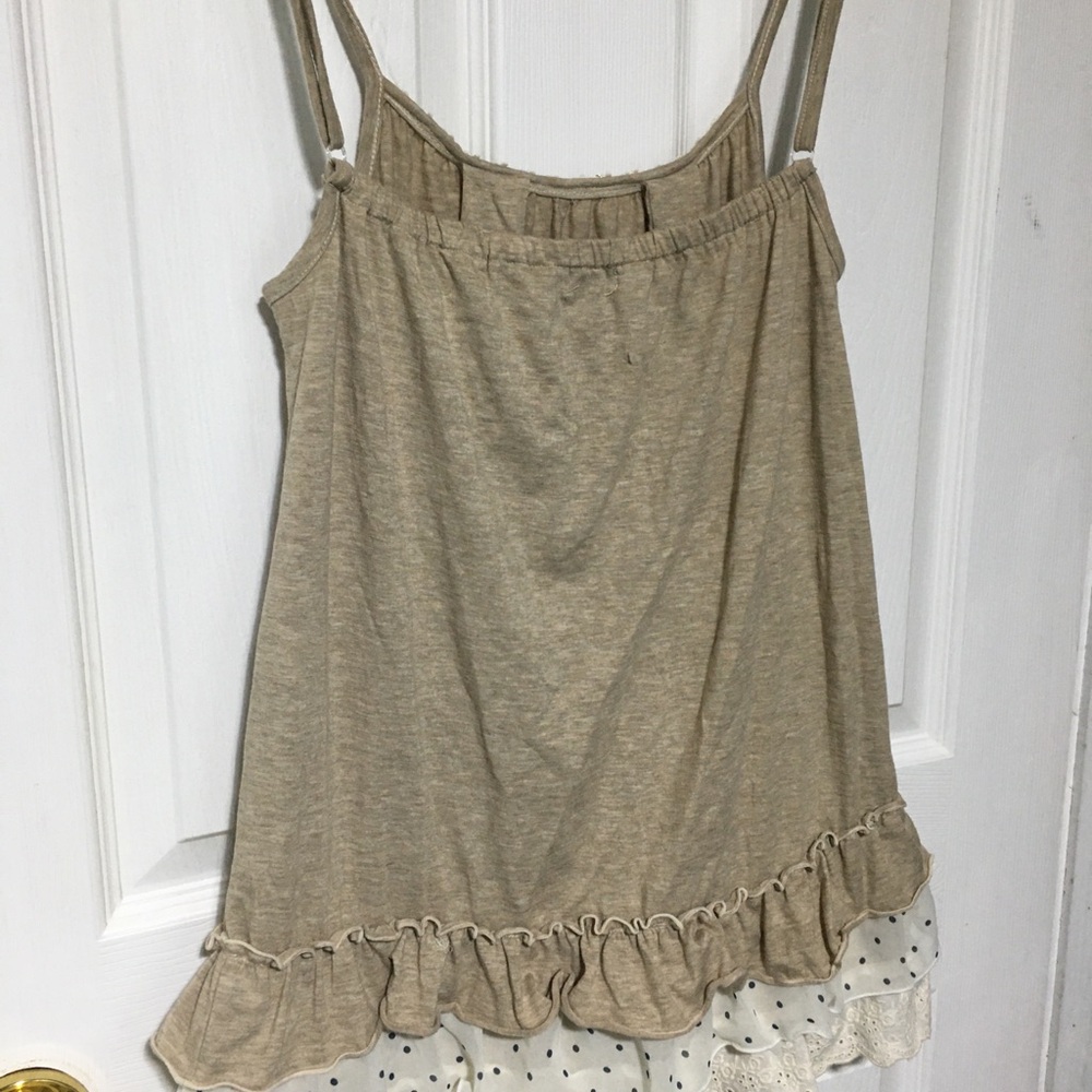 Chic Beige Ruffle Hem Tank Top - Picture 2 of 3